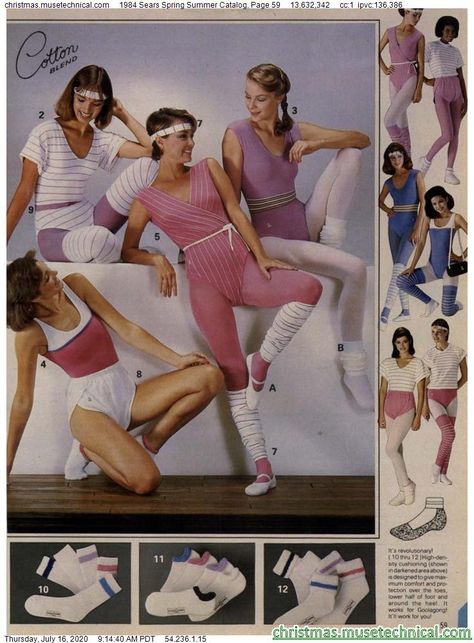 1984 Sears Spring Summer Catalog, Page 59 - Christmas Catalogs & Holiday Wishbooks 1980s Aerobics, 80s Workout Costume, 80s Workout Outfit, Soviet Fashion, 80s Workout, Retro Gym, 1980s Fashion Trends, Sears Catalog, Christmas Catalogs