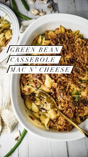 Meghan Birnbaum | Meghan It Up on Instagram: "Green Bean Casserole is controversial in my family… I love it, they don’t. To make matters worse….my husband doesn’t like mac n’ cheese. So this dish is what we call a compromise….a really delicious compromise. This is my green bean casserole mac n’ cheese. Hear me out…the creamy smooth sauce of the green bean casserole perfectly combined with gooey cheesy noodles. Don’t forget to add the French fried onions on top! The mac n’ cheese fans come togeth Green Bean Casserole Mac N Cheese, Cheese Green Bean Casserole, Cheesy Noodles, French Fried Onions, Green Bean Casserole, Thanksgiving Sides, Bean Casserole, Green Bean, Mac N Cheese