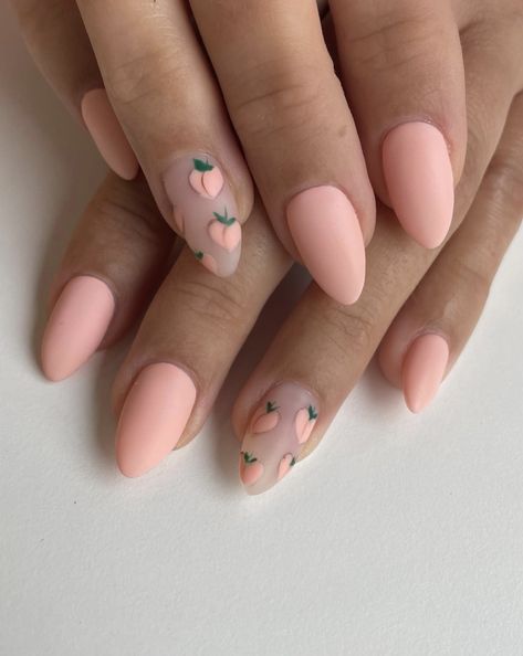 Matte Peach Nails Peach Nail Designs, Peach Nail Art, Peach Nail Polish, Ideas Uñas, Peach Tones, Bunny Nails, Short Almond Nails, Retro Nails, Peach Nails