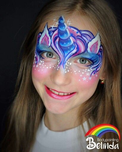 Belinda wermitzer Diy Unicorn Costume, Face Painting Unicorn, Unicorn Makeup Halloween, Animal Face Paintings, Adult Face Painting, Girl Face Painting, Face Painting Tutorials, Kids Face Paint, Unicorn Makeup