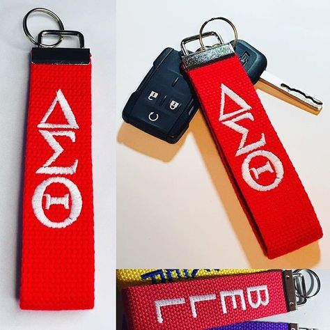 @washingtondesignssc posted to Instagram: Personalized Greek Key Fob made of heavy duty cotton . Includes your Greek letters and your name (FIRST OR LAST) Measures 5âx1.25â. #deltasigmatheta #deltasigmathetasororityinc #dst1913 #crossinggifts #deltaversary Delta Sigma Theta Gifts, Hot Topic Clothes, Greek Paraphernalia, Rocker Outfit, Delta Girl, Theta Sorority, Delta Sigma Theta Sorority, Geek Jewelry, Delta Sigma Theta