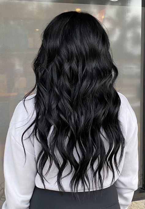 Hand Tied Extension install by @sydneyclairehair at Salon INXS Black Hair For Summer, Boliage Hair Black Hair, Black Extensions Hair Long, Black Hair Inspo Long, Black Hair With Extensions, Jet Black Hairstyles, Dark Hair Extensions, Dimensional Black Hair, Black Hair Dyed