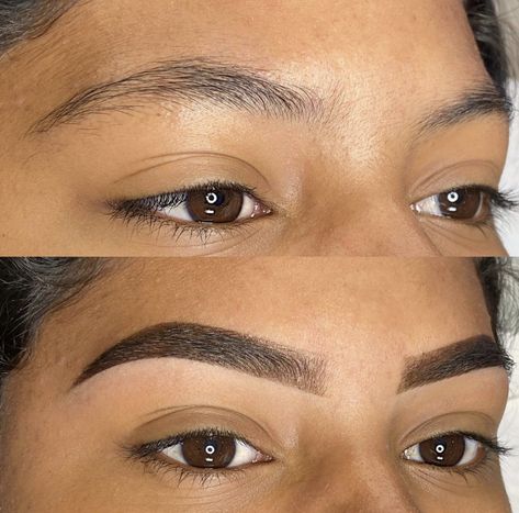 Microshading Eyebrows, Mircoblading Eyebrows, Eyebrow Before And After, Eyebrows Goals, Eyeshadow Styles, Eyeliner Techniques, Makeup Brushes Guide, Henna Brows, Permanent Makeup Eyebrows