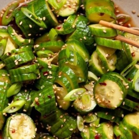 Get in on Tiktok’s Cucumber Salad Obsession With These Worthy Recipes Accordion Cucumber, Healthy Era, Asian Chicken Meatballs, Thanksgiving Favorites, Spicy Cucumber Salad, Ahi Tuna Steak, Spicy Cucumber, Cucumber Salad Recipe, Asian Cucumber Salad