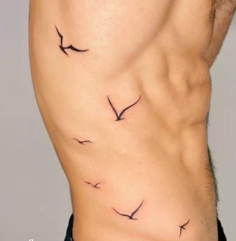 Birds On Ribs Tattoo, Flying Bird Tattoo Men, Birds Tattoo Men, Mens Bird Tattoo, Small Bird Tattoo Men, Side Rib Tattoo Men, Bird Tattoos Men, Bird Rib Tattoo, Rib Tattoos Men