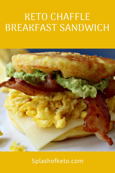 Chaffle Egg Sandwich, Chaffle Breakfast Sandwiches, Bacon Egg And Cheese Chaffle, Chaffle Breakfast, Savory Chaffles, Scrambled Eggs Bacon, Breakfast Sandwich Maker Recipes, Chaffles Recipe, Keto Sandwich