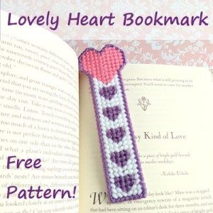 Heart Bookmark – Free Plastic Canvas Pattern – Needle Work Crosstitch Bookmark, Plastic Canvas Patterns Free Easy, Plastic Bookmarks, Bead Bookmarks, Craft Bookmarks, Bookmarks Craft, Free Plastic Canvas, Plastic Canvas Books, Mini Butterfly