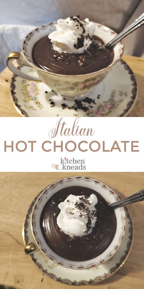 Black Hot Chocolate, Italian Style Hot Chocolate, Thick Italian Hot Chocolate, Warm Chocolate Desserts, European Hot Chocolate, Thick Hot Chocolate Recipe, Fancy Hot Chocolate, Italian Hot Chocolate Recipe, Unique Meals