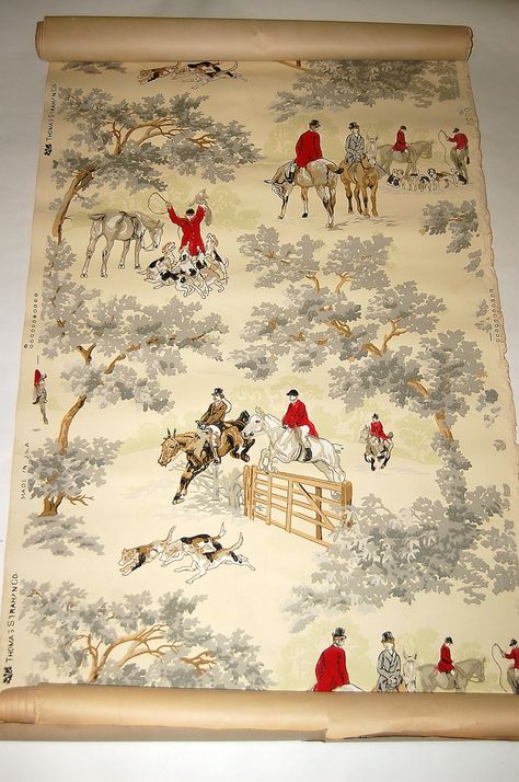 Love this vintage Fox Hunting scene Wallpaper ~ Thomas Strahan. Equestrian Wallpaper, Hunting Wallpaper, Vintage Equestrian, Scene Wallpaper, Equestrian Chic, Hunt Scene, Equestrian Decor, Vintage Fox, Fox Hunting