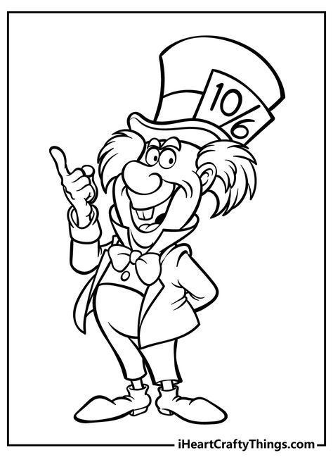 Mad Hatter Drawing, Alice In Wonderland Coloring Pages, Wonderland Coloring Pages, Alice In Wonderland Coloring, Alice In Wonderland Printables, Alice In Wonderland Diy, Anna Und Elsa, Alice In Wonderland Drawings, Alice In Wonderland Illustrations