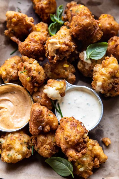 Funky Recipes, Cheddar Corn, Half Baked Harvest Recipes, Cheddar Burger, Chipotle Aioli, Summer Eats, Jalapeno Cheddar, Vegetarian Sides, Corn Fritters