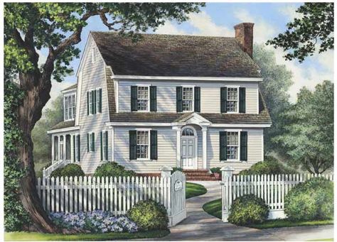 Colonial House Plan - 4 Bedrooms, 3 Bath, 2567 Sq Ft Plan 57-257 Dutch Colonial House Plans, Farmhouse Cottage Plans, House Plans Colonial, New England Colonial, Colonial Cottage, Colonial Style House Plans, Colonial House Plans, Colonial Farmhouse, Suburban House