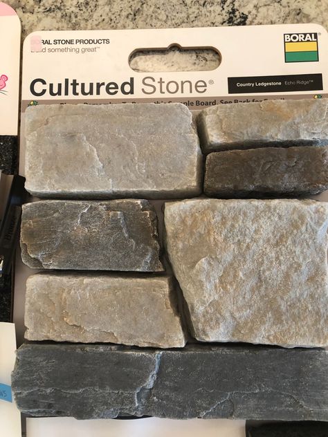 Boral Cultured Stone ~  Country Ledgestone Echo Ridge Country Ledgestone Echo Ridge, Fireplace Stone Surround, Ledgestone Exterior, Echo Ridge Country Ledgestone, Boral Cultured Stone, Brick Ideas, Fireplace Stone, Cultured Stone, Exterior Stone