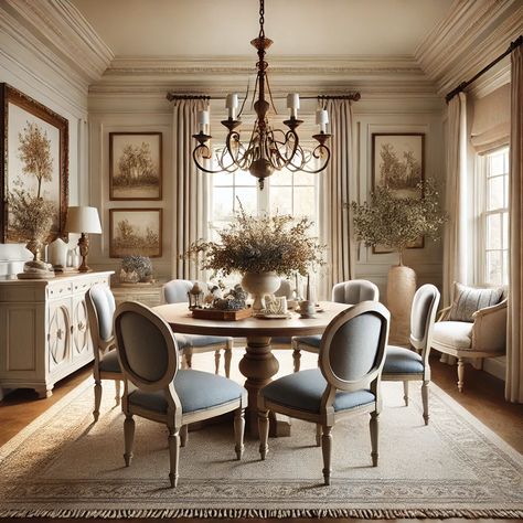 Dining Family Room Combo, Kitchen And Breakfast Area, European Dining Room, Formal Dining Room Ideas, Dining Room And Living Room Combo, Dining Rooms Ideas, French Dining Room, Timeless Dining Room, Kitchen Dining Room Combo