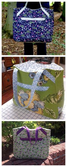 We've found another FREE pdf pattern which we think you will love, it's called the Alice Shopper Tote. Alice is an easy-to-sew large tote bag featuring an exterior open pocket with magnetic snap, with a unique shape that lets a bit of contrasting fabric peek out of the bag. There is also a simple patch pocket inside and the straps are long enough for you to carry Alice over your shoulder. Alice is aimed at the beginner sewer and her approximate final size is 17″ wide by 14″ tall by 5″ deep. Beginner Sewer, Sewing Bags, Modern Bag, Free Pdf Pattern, Beginner Sewing Projects Easy, Bag Patterns To Sew, Purse Patterns, Sewing Projects For Beginners, Magnetism