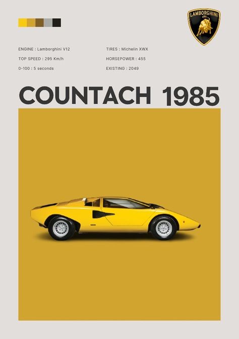 Lamborghini Countach Poster, Retro Racing Poster, Countach Poster, Lamborghini Poster, Engine Poster, Mustang Gtr, Lamborghini Photos, Lamborghini Engine, Cars Poster