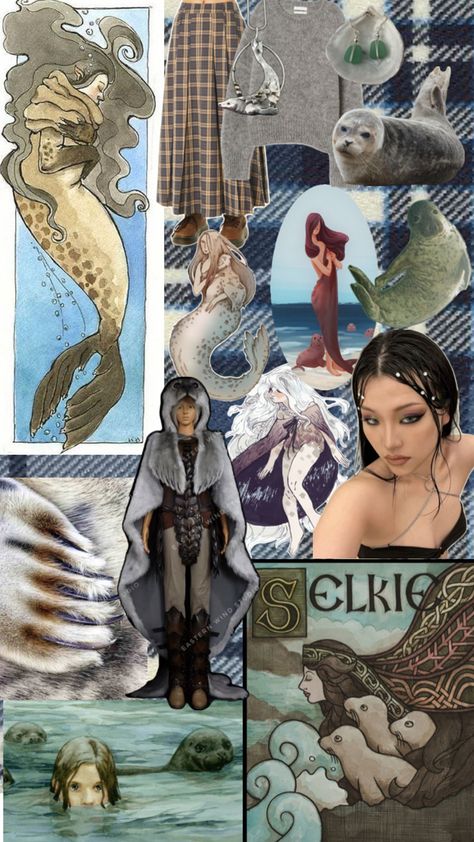 Selkie Mythology Aesthetic, Selkie Character Design, Selkie Costume, Selkie Mermaid, Selkie Oc, Selkie Mythology, Selkie Aesthetic, Rein Fair, Underwater Aesthetic