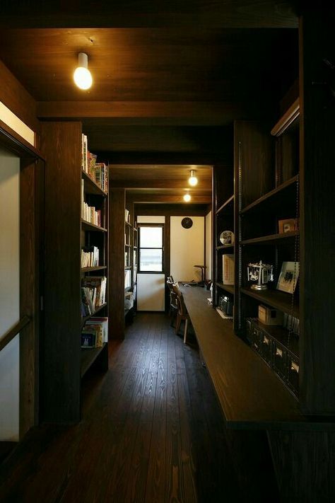 Dark Academia Interior, Japanese Style House, Desk In Living Room, Small Home Office, Japanese Interior, Japanese House, House Room, House Goals, Eclectic Home