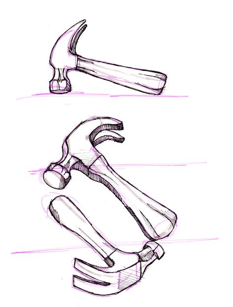 Hammer Drawing Hammer Sketch Drawings, Hammer Drawing Easy, Hammer Sketch, Hammer Illustration, Hammer Drawing, Tool Drawing, Hammer Tattoo, Tools Drawing, Mask Drawing