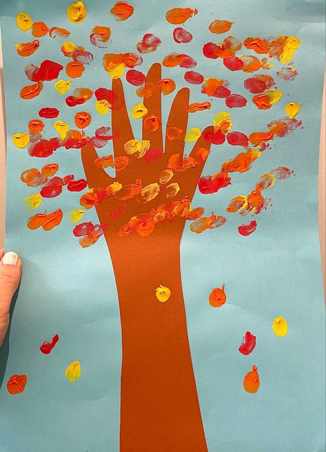 Arms Hands And Fingers Crafts, Fall For Preschoolers, Season Craft, Paint Leaves, Prek Crafts, November Ideas, Tracing Art, Tree Stem, Arm Painting