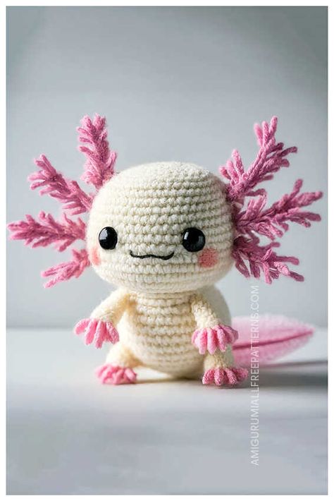 Amigurumi Axolotl Fish Free Crochet Pattern Axolotl Craft Ideas, Free Crochet Axolotl Pattern, Axolotl Amigurumi Free Pattern, Free Axolotl Crochet Pattern, Diy Axolotl, Axolotl Crochet Pattern Free, Croshay Ideas, Axolotl Crochet Pattern, Amigurumi Axolotl