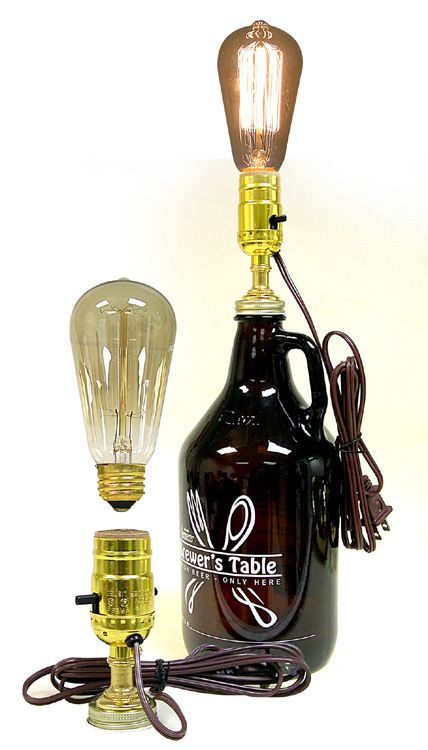 Growler Decor, Repurpose Liquor Bottles, Bottle Lamp Kit, Beer Crafts, Beer Brewing Equipment, Lamp Making, Beer Growler, Pipe Lamp, Brewing Equipment