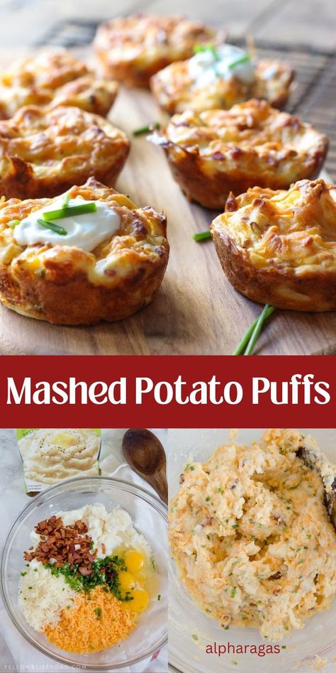 Work some magic on your mashed potatoes with mashed potato puffs! These loaded potato puffs will breathe some new life into your leftover mashed potatoes! Potato Puffs Recipe, Mashed Potato Puffs Recipe, Mashed Potato Cups, Mashed Potato Puffs, Potato Cups, Baked Teriyaki Chicken, Potato Puffs, Leftover Potatoes, Potato Breakfast