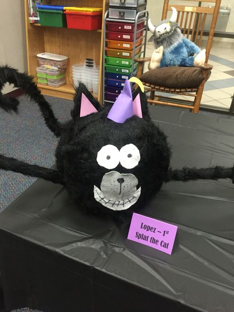 Splat The Cat Pumpkin, Cat Pumpkin Decorating, Pumpkin Book Report, Splat The Cat, Book Character Pumpkins, Character Pumpkins, Pumpkin Decorating Contest, Pumpkin Books, Classroom Art