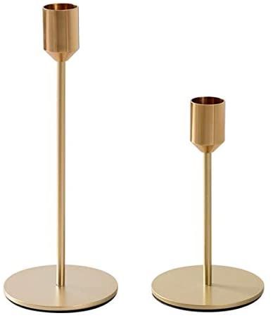 AmazonSmile: BWRMHME New Modern Metal Gold Candlestick Holders Wedding Decoration Skinny Tapered Candlestick Holder Home Decor Bar Party Candle Holders (S+L) : Home & Kitchen Fireplace Candlesticks, Gold Candlestick Holders, Candle Stick Decor, Gold Candle Sticks, Modern Candle Holders, Gold Candle Holders, Modern Candles, Metal Candlesticks, Bar Party