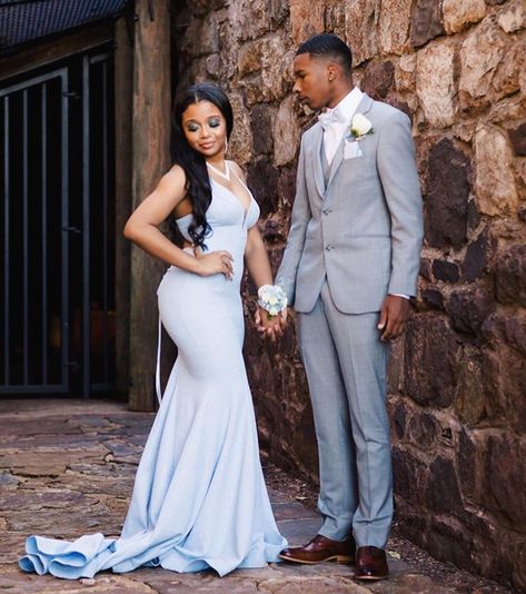 Light Blue And White Prom Couple, Light Blue Prom Dress Couple, Prom Couple Ideas, Married Photos, Prom Outfits For Guys, Prom Pose, Prom Slay, Formal Wedding Attire, Prom Picture Poses