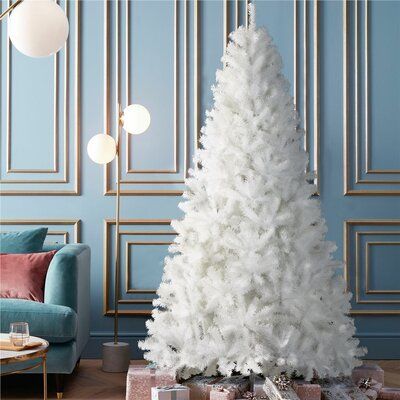 Thinking of something different for Christmas this year? How about starting a white Christmas by setting up a stunning & snowy Christmas tree? This hinged white artificial Christmas tree can stand out in various holiday decorations to set a crystal clear & luxurious tone in your designated place. Size: 7.5' | The Holiday Aisle® Extra Full Spruce Flocked / Frosted Christmas Tree, Crystal in White, Size 7.5' | Wayfair | Home Decor