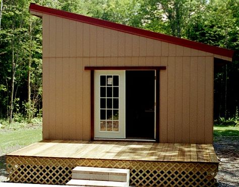 small shed roofed cabin - easy to build - used country house plans Shed Roof Cabin, Simple Cabins, Shed Roof Design, Slanted Roof, Small Shed, Modern Shed, Build A Playhouse, Shed To Tiny House, Small Sheds