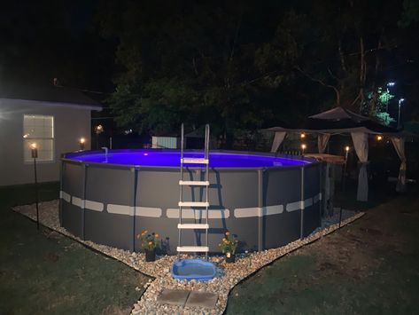 Above Ground Pool Lighting Ideas, Bestway Pool Ideas Backyards, Intex Pool Landscaping, Above Ground Pool Ideas On A Budget Diy, Above Ground Pool Landscape, Above Ground Pool Lights, Fiberglass Pool Installation, Above Ground Pool Deck Ideas, Bestway Pool