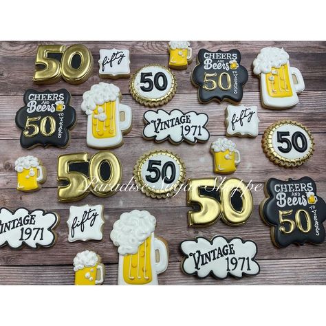 Cheers To 60 Years Cookies, 50th Bday Cookies For Men, Cookie Ideas For 50th Birthday, 50th Bday Cookies, Cheers To 50 Years Birthday Cake, Cheers To 50 Years Cookies, 50 Years Birthday Cake, Cheers To 50 Years Birthday, 50 Years Birthday