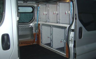 Dog boxes, Dog Kennels, Dog Cages, Dog Beds, Pet Carriers and Dog Trailers - Lintran Pet Transport Van, Dog Transport Van Ideas, Dog Boarding Ideas, Dog Daycare Business, Dog Van, Dog Transport, Dog Kennel Designs, Dog Trailer, Pet Transport