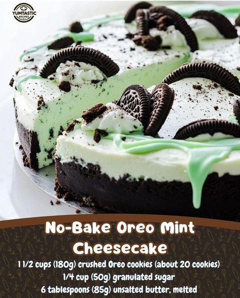 No Bake Oreo Mint Cheesecake, Cheesecake Ingredients, Crushed Oreo, Mint Cheesecake, Mint Oreo, Oreo Cheesecake, Oreo Cookies, Granulated Sugar, Nails Ideas