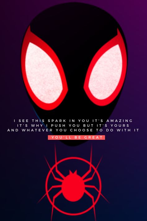 My favourite quote in Spiderverse Marvel Graduation Quotes, Spiderman Quotes Inspirational, Spider Man Quotes Inspirational, Spiderverse Quotes, Spiderman Quotes, Spider Man Quotes, Superhero Quotes, Man Quotes, Hero Quotes