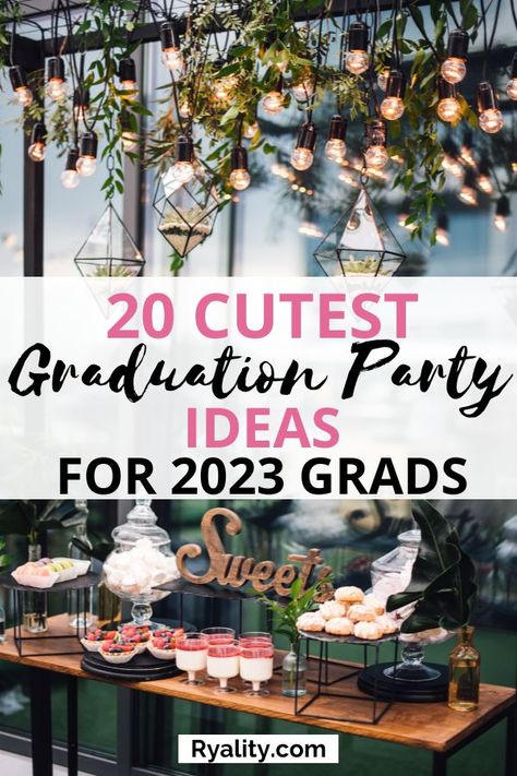 Cute Grad Party Ideas, Grad Party Ideas Decorations, Grad Party Themes, College Grad Party Decor, 2023 Grad Party, Outdoor Graduation Party Decorations, Graduation Bbq Party, Grad Party Centerpieces, Grad Party Food