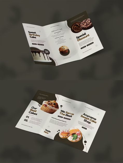 Photoshop Brochure Design, Bakery Brochure, Cake Brochure, Photoshop Poster Tutorial, Trifold Board, Food Brochure, Poster Tutorial, Brochures Design, Cookies Bakery