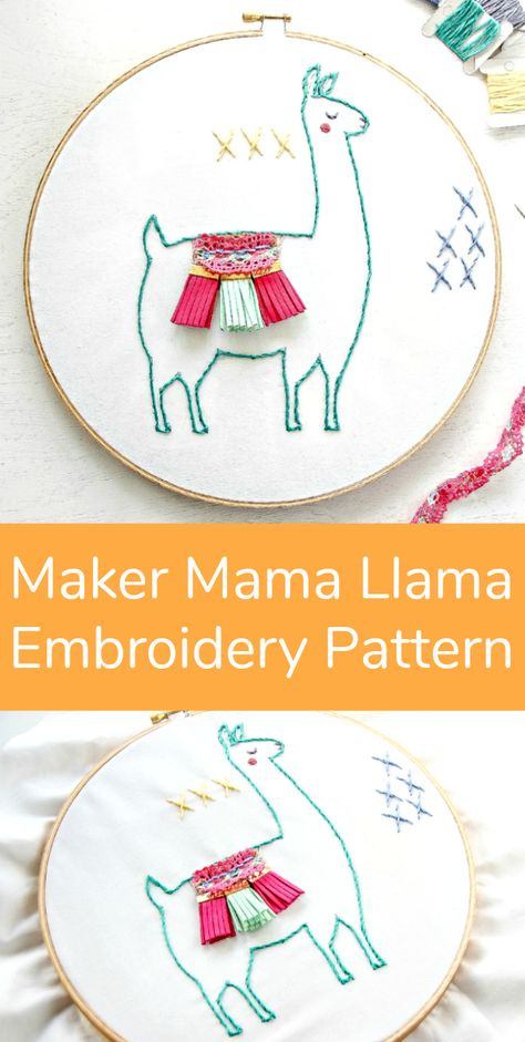 I can sit in front of a Netflix series and create something lovely at the same time – multi-tasking at its best. You are going to love this Maker Mama Llama Embroidery pattern! #llama #llamapattern #diy #diyproject #embroidery #embroiderydesigns Llama Embroidery, Mama Llama, Embroidery Pillow, Ideas Embroidery, Pillow Embroidery, Embroidery Transfers, Embroidery Patterns Vintage, Embroidery Patterns Free, Embroidery For Beginners