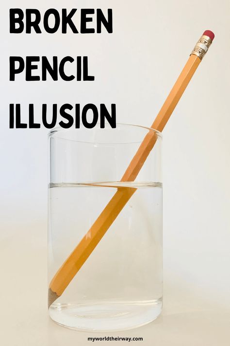 Broken Pencil Science Experiment - Refraction of Light in Water Reflection Science Activities, Diy Science Experiments For Kids, Light Refraction Experiment, Reflection And Refraction Experiments, Rainbow Walking Water Science Experiment, Light Reflection And Refraction Class 10, Spoon Bending, Stem Projects (early Elementary School), Broken Pencil