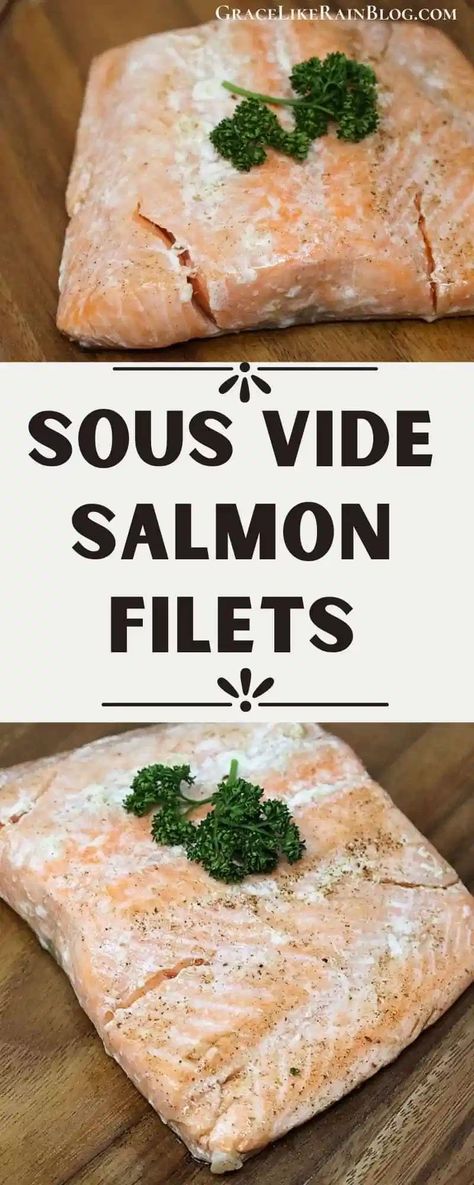 Sous Vide Salmon Filets are a great weeknight dinner that you can make in under an hour. The beauty of sous vide salmon is that it is cooked at the precise temperature for perfectly tender and flaky fish every time. Sous Vide Fish, Salmon Filet Recipe, Cook Frozen Salmon, Sous Vide Salmon, Sous Vide Chicken Breast, Fish Filet, Salmon Filets, Frozen Salmon, Salmon Steak