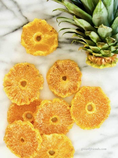 Candied Peaches Slices, Candied Pineapple Slices, Preserved Recipes, Candied Orange Slices, Candied Pineapple, Pineapple Rings, Candied Orange, Pineapple Rum, Pineapple Recipes