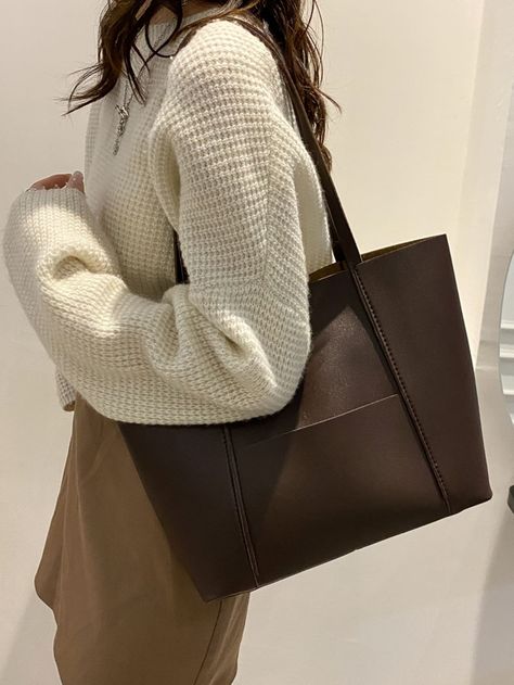 Fall Outfit Inspo Aesthetic, Diy Leather Tote, Fall Outfit Trends, Office Bags For Women, Uni Bag, Fall Trends Outfits, Brown Tote Bag, Tas Fashion, Laptop Bag For Women