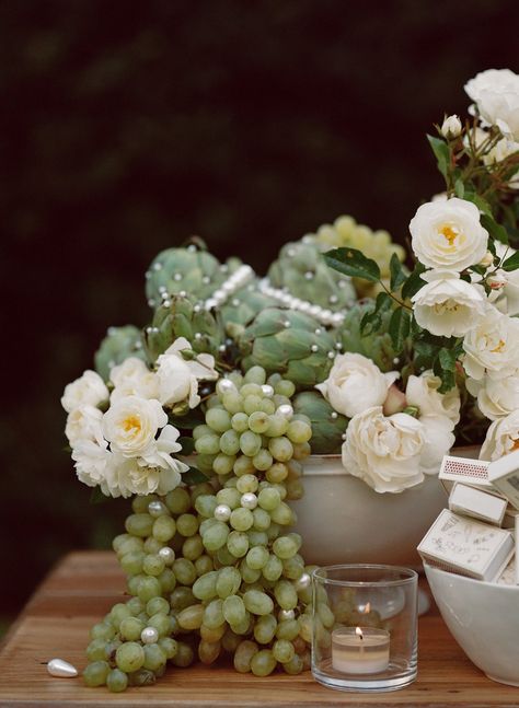 Villa Sevillano — smith + james Green Dessert Table, Minimal Wedding Decor, Topiary Balls, Green Dessert, Fruit Dinner, Green Desserts, Faux Boxwood, Candle Wedding Centerpieces, Floral Wedding Decorations