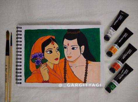 Ram Sita Image Drawing, Sita Ram Abstract Painting, Ram Sita Acrylic Painting, Ram Sita Cartoon Drawing, Ram Sita Pencil Colour Drawing, Sketch Of Ram Sita, Ram Sita Sketch Easy, Ram And Sita Sketch, Drawing Of Ram And Sita