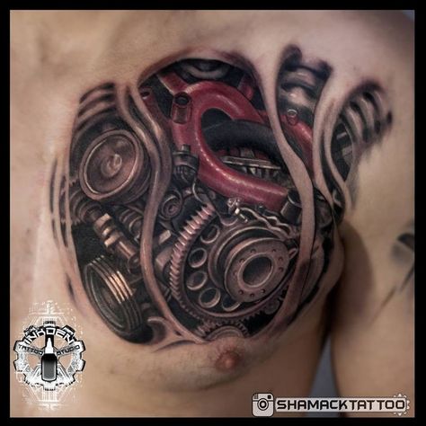 Biomechanical Heart Tattoo, Bio Machanical Tattoo Design, Biomechanical Chest Tattoo, Mechanical Heart Tattoo, Wrench Tattoo, Biomechanical Tattoo Design, Traditional Butterfly Tattoo, Gear Tattoo, Evil Skull Tattoo