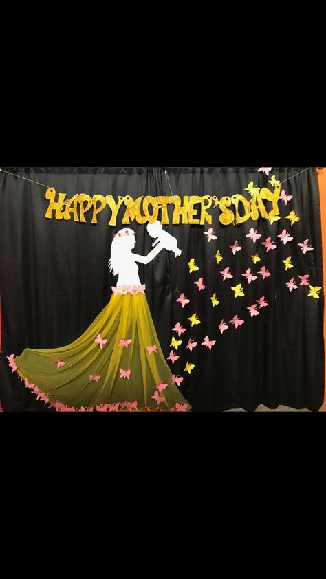 backdrop ideas for Mother's day Mothers Day Stage Decoration, Mother's Day Display Board, Mother's Day Board Decoration Ideas Shoe, Mother's Day Backdrop Ideas, Mothers Day Board Decoration, Womens Day Decorations Decorating Ideas, Mother’s Day Decoration Ideas For Church, Mothers Day Gifts From Students, Women's Day Decoration Ideas