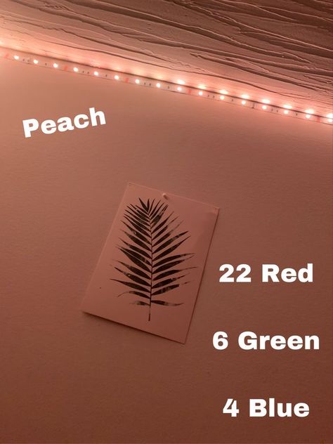 led light peach color <3 Led Lights For Pictures, Cream Led Lights, Peach Led Light Diy, How To Make Diy Colors Led Lights, How To Make Custom Colors On Led Lights, Pastel Led Lights, Led Colours Diy, Led Bedroom Lights Ideas, How To Make Peach Color Led Lights