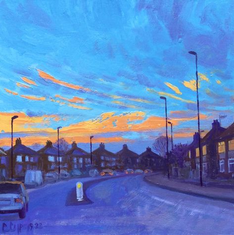 SOLD today. ‘Broadway’ oil on board.... - Chris Cyprus Artist Chris Cyprus Art, Skyline Landscape, Art Colourful, Cyprus, On Board, Art Lessons, Last Minute, Cityscape, Broadway